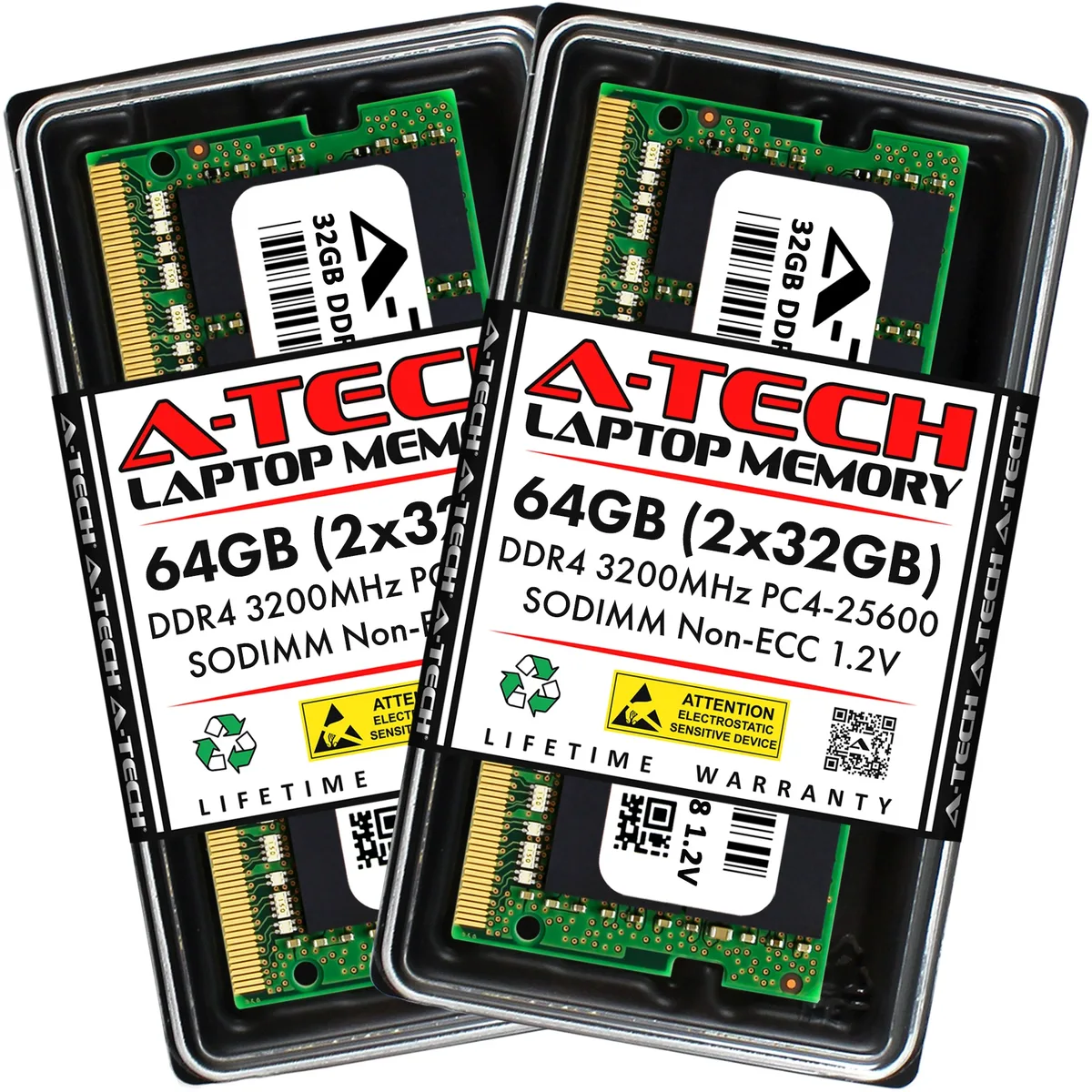 A-Tech A-Tech 64GB (2x32GB) DDR4 3200MHz CL22 1.2V 260-Pin SO-DIMM Laptop RAM — صورة المنتج