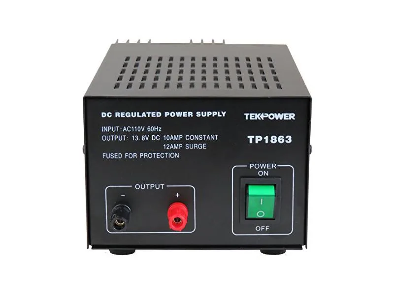 Rectangular grey metal bench power supply unit TekPower TP1863