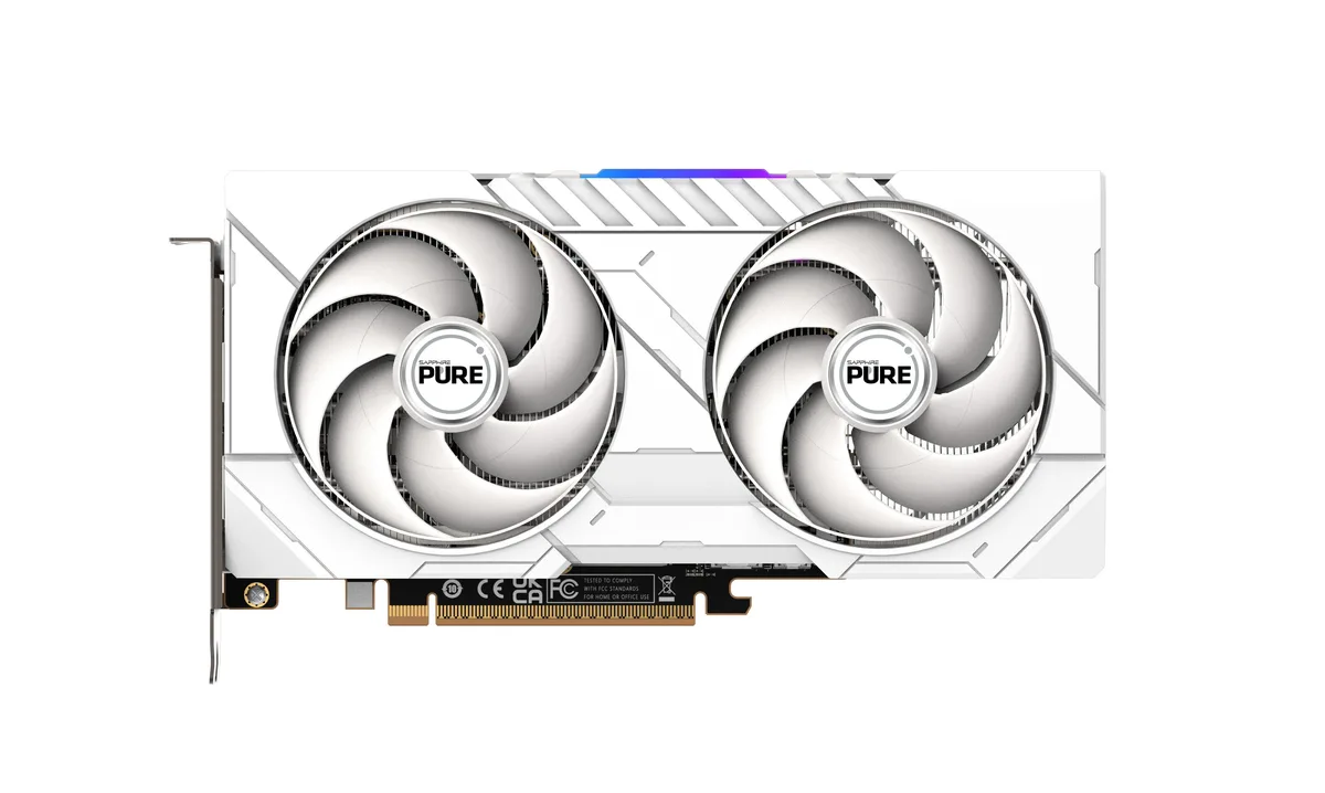 Sapphire Pure Radeon RX 9060 XT 16GB graphics card with dual-fan cooler and silver-white shroud