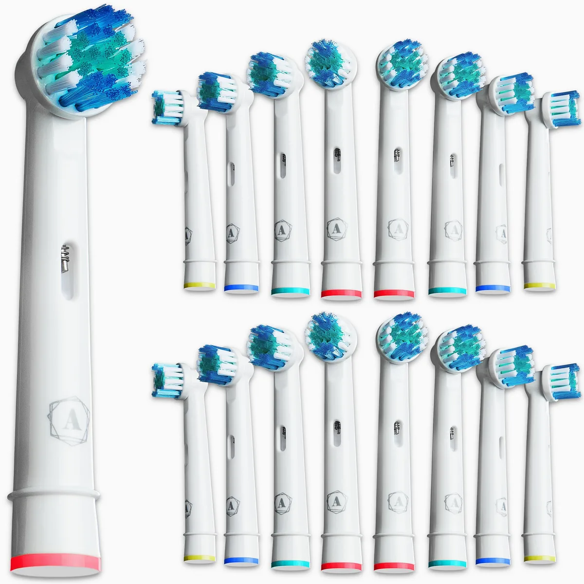  Aster Dental Care Replacement Toothbrush Heads 16 Pack Compatible Oral B 1000 3000 5000 7000 8000 9600 — product photo