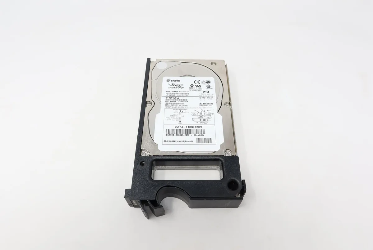 Silver 3.5 inch SCSI hard drive with 80-pin connector