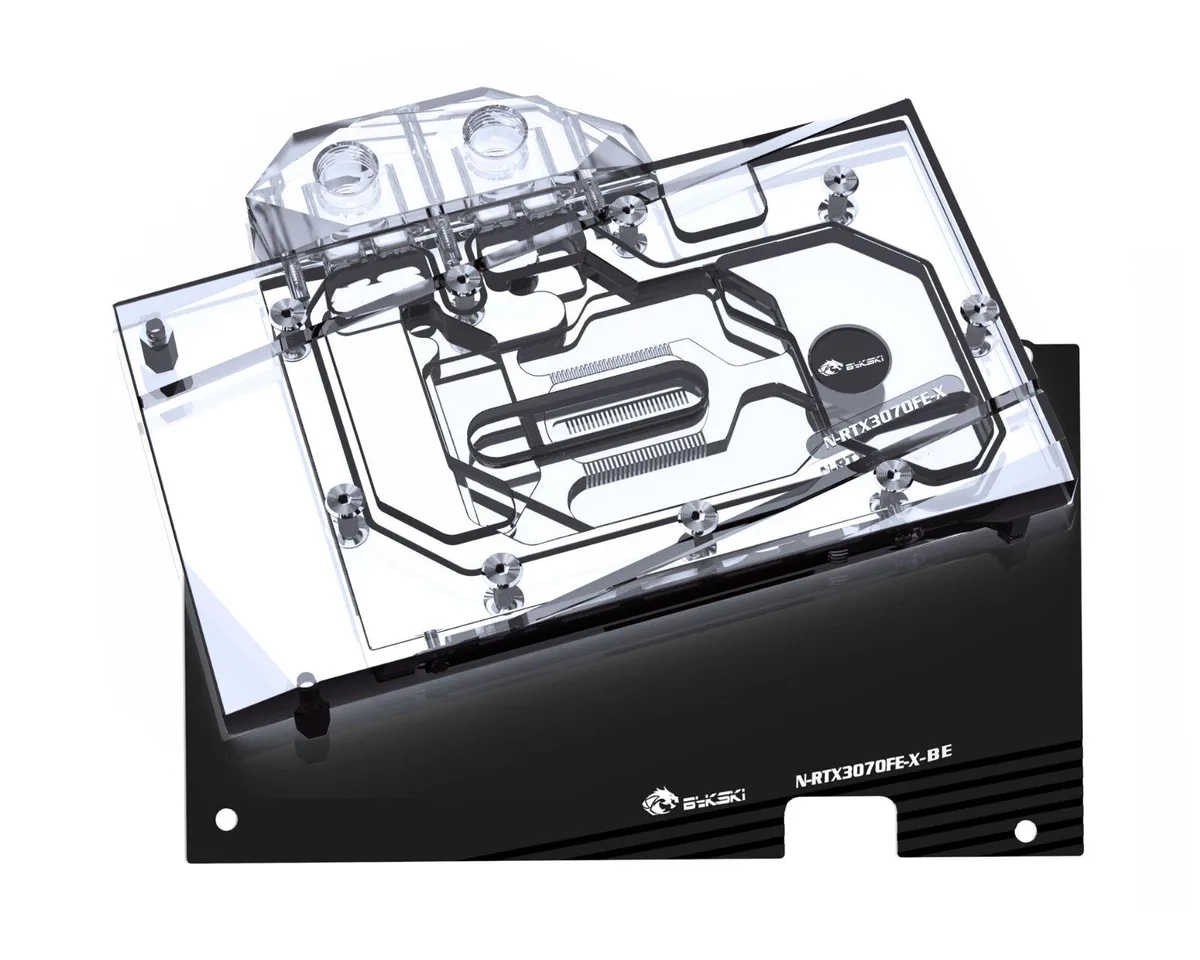 Bykski Bykski Full Coverage GPU Water Block Backplate RTX 3060Ti 3070 Founders Edition video card accessory — product photo