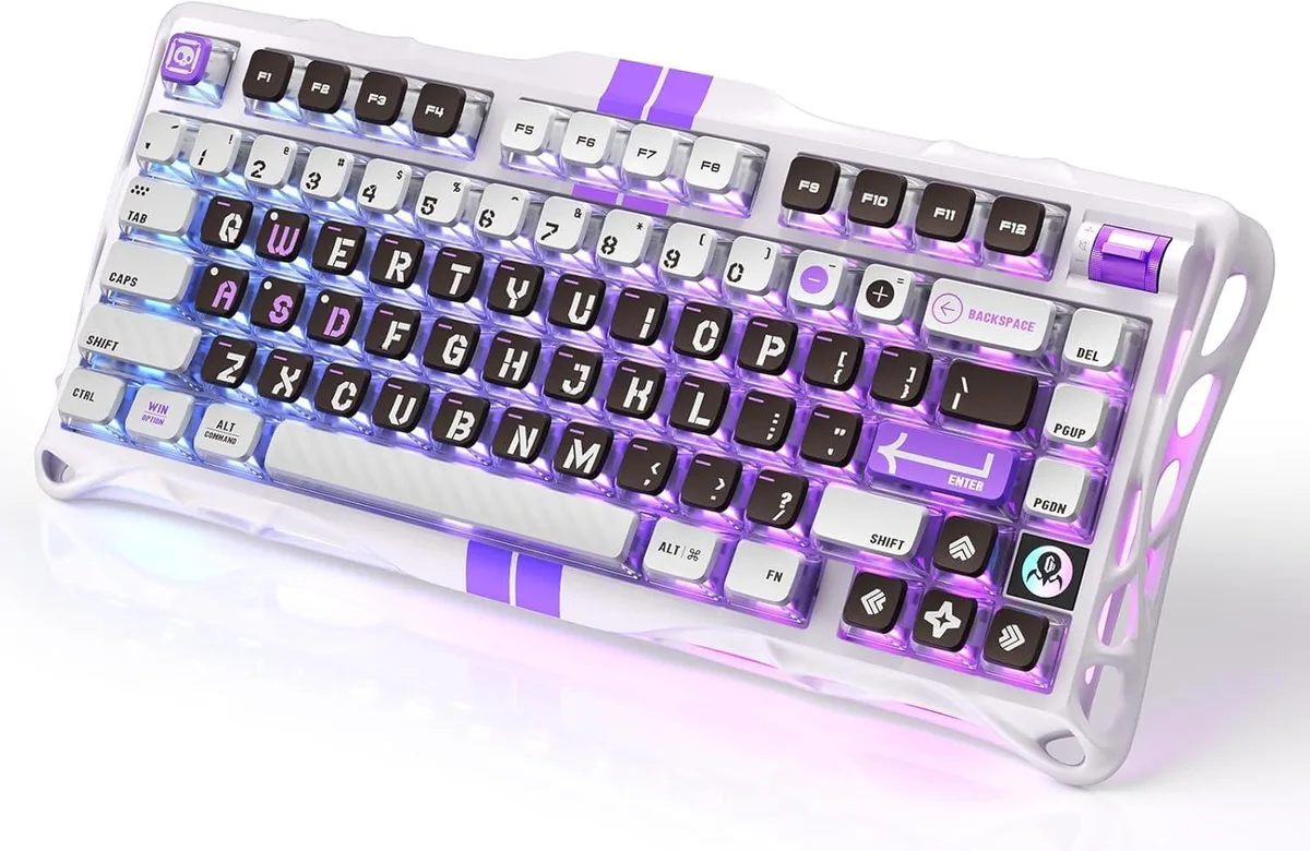 Compact 75 percent keyboard in mecha gray aluminum with RGB backlighting