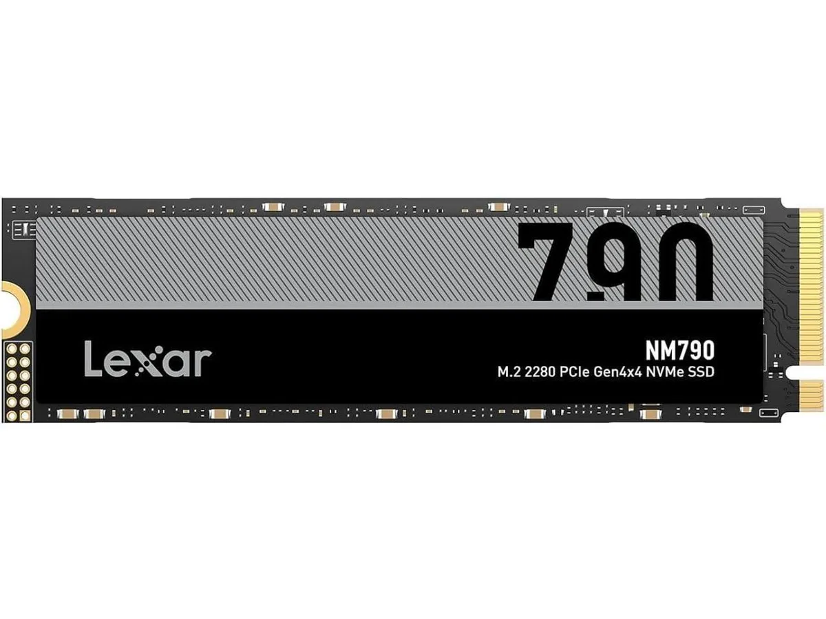 Black rectangular M.2 2280 NVMe SSD with single-sided components