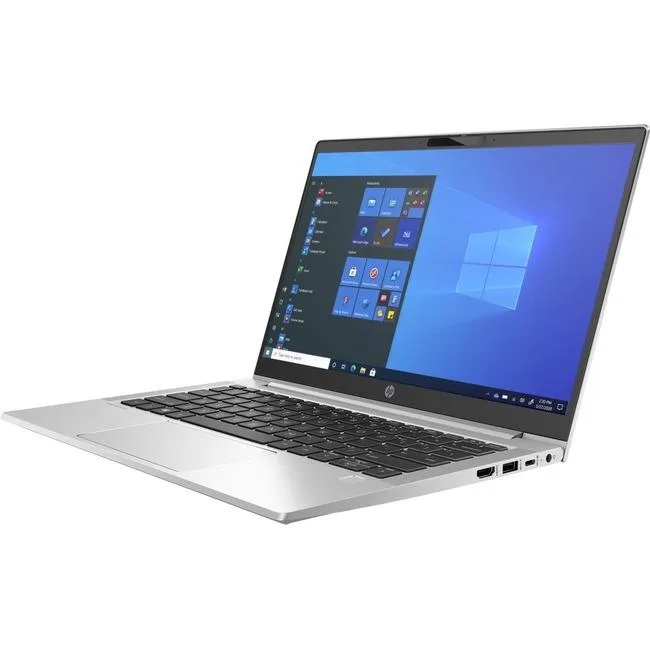 Silver HP ProBook 430 G8 13.3 inch laptop closed on a plain background