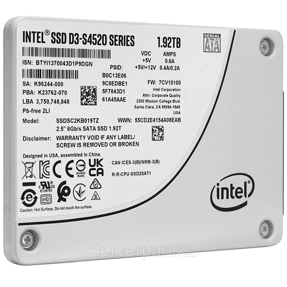 Intel Intel SSDSC2KB019TZ01 internal SSD 2.5" 1920 GB — photo du produit