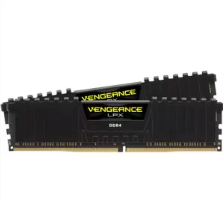 Two black low-profile DDR4 modules with anodized aluminum heat spreaders