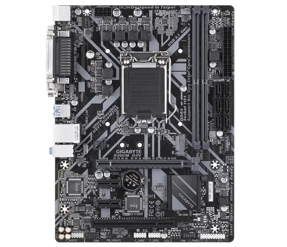 Green rectangular micro-ATX motherboard with black slots and silver heatsinks