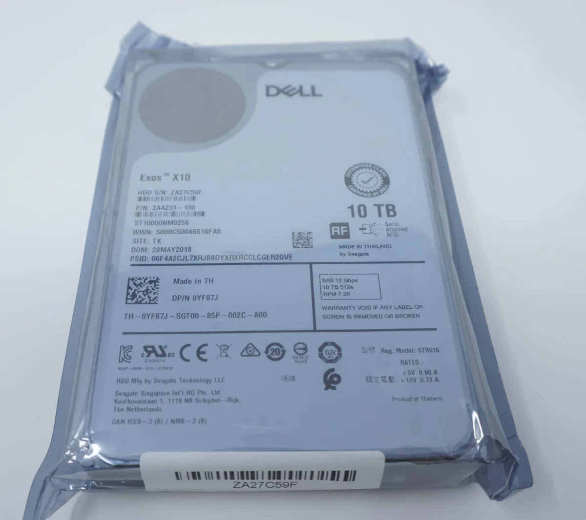 DELL DELL ST10000NM0256 EXOS X10 10TB 7.2K RPM 12Gb/s 3.5" SAS internal hard drive — foto del producto