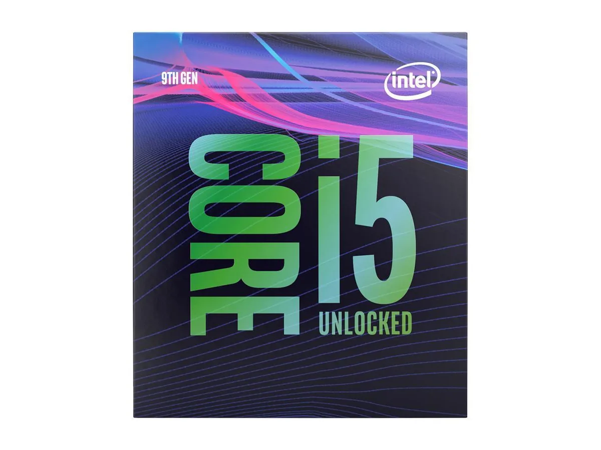 Silver rectangular CPU with gold contact pads and green substrate visible on the underside, Intel branding on the integrated heat