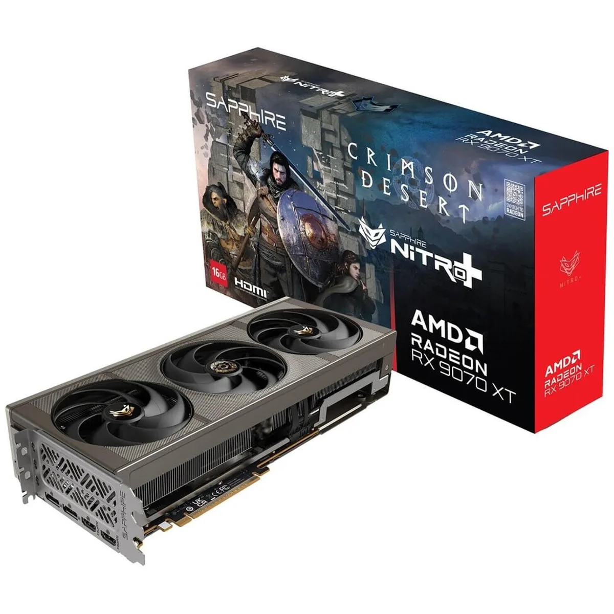 Sapphire NITRO+ Radeon RX 9070 XT Crimson Desert Edition graphics card with magnetic backplate and hidden power cable design