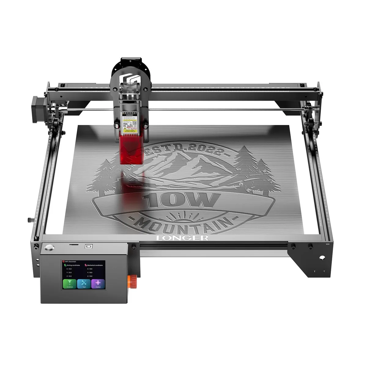 LONGER LONGER RAY5 10W laser engraver 0.06mm spot 3.5" touch screen 15.7" bed — ภาพสินค้า