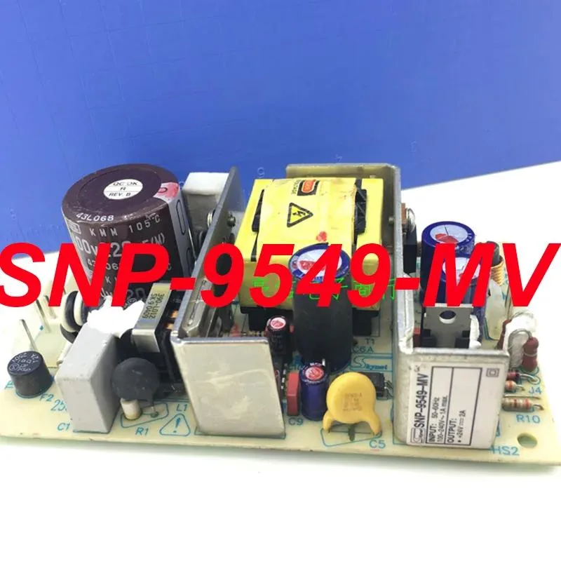 Rectangular ATX power supply unit with metal casing and rear ventilation grille