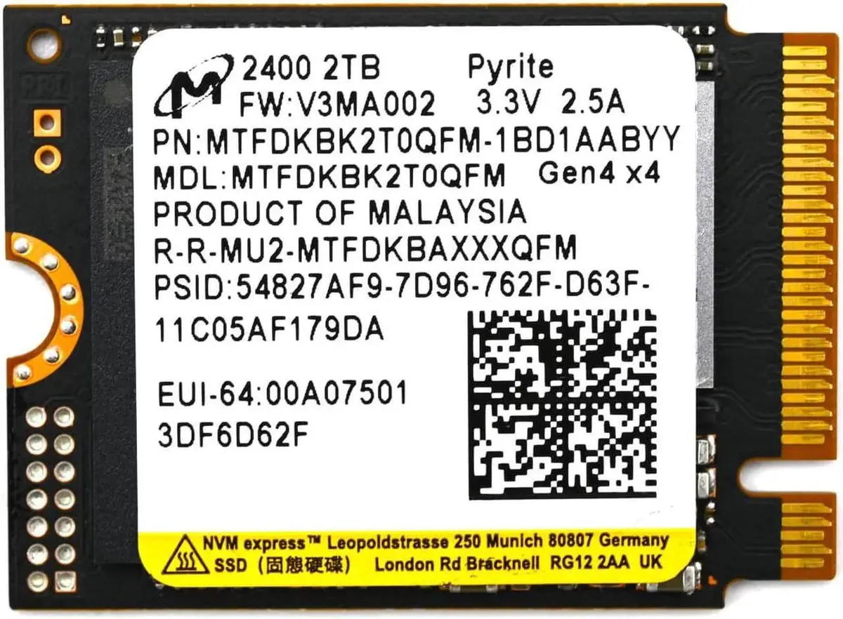 Small green circuit board with black chips, M.2 2230 form factor