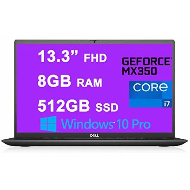 Silver 13.3 inch laptop with narrow screen borders, backlit keyboard and fingerprint reader