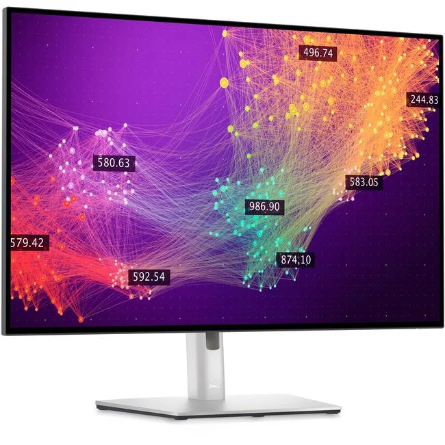 Silver 30 inch flat IPS monitor with thin bezels and adjustable stand