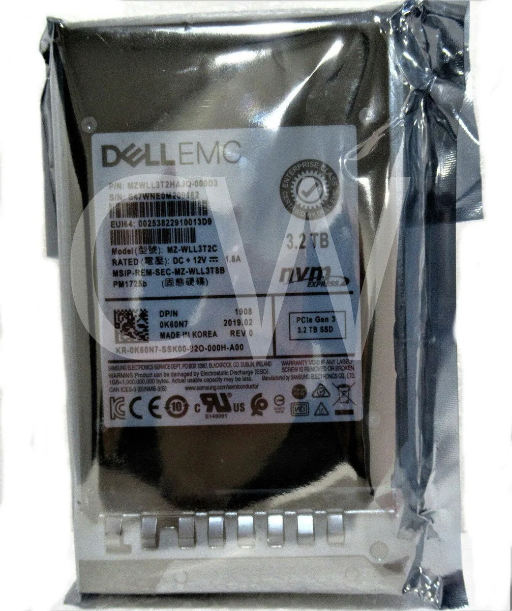 DELL DELL MZ-WLL3T2C 3.2TB NVMe U.2 2.5in internal solid state drive — 商品照片