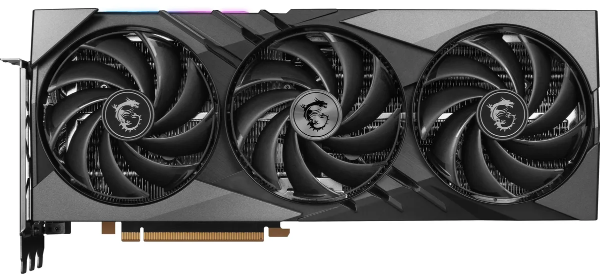 MSI RTX 4080 SUPER GAMING X SLIM graphics card with triple fans and silver finish