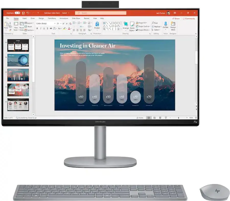 HP HP OmniStudio X 27-CS1014 27" 4K All-in-One PC Core Ultra 7 256V 16GB 1TB SSD Meteor Silver — صورة المنتج