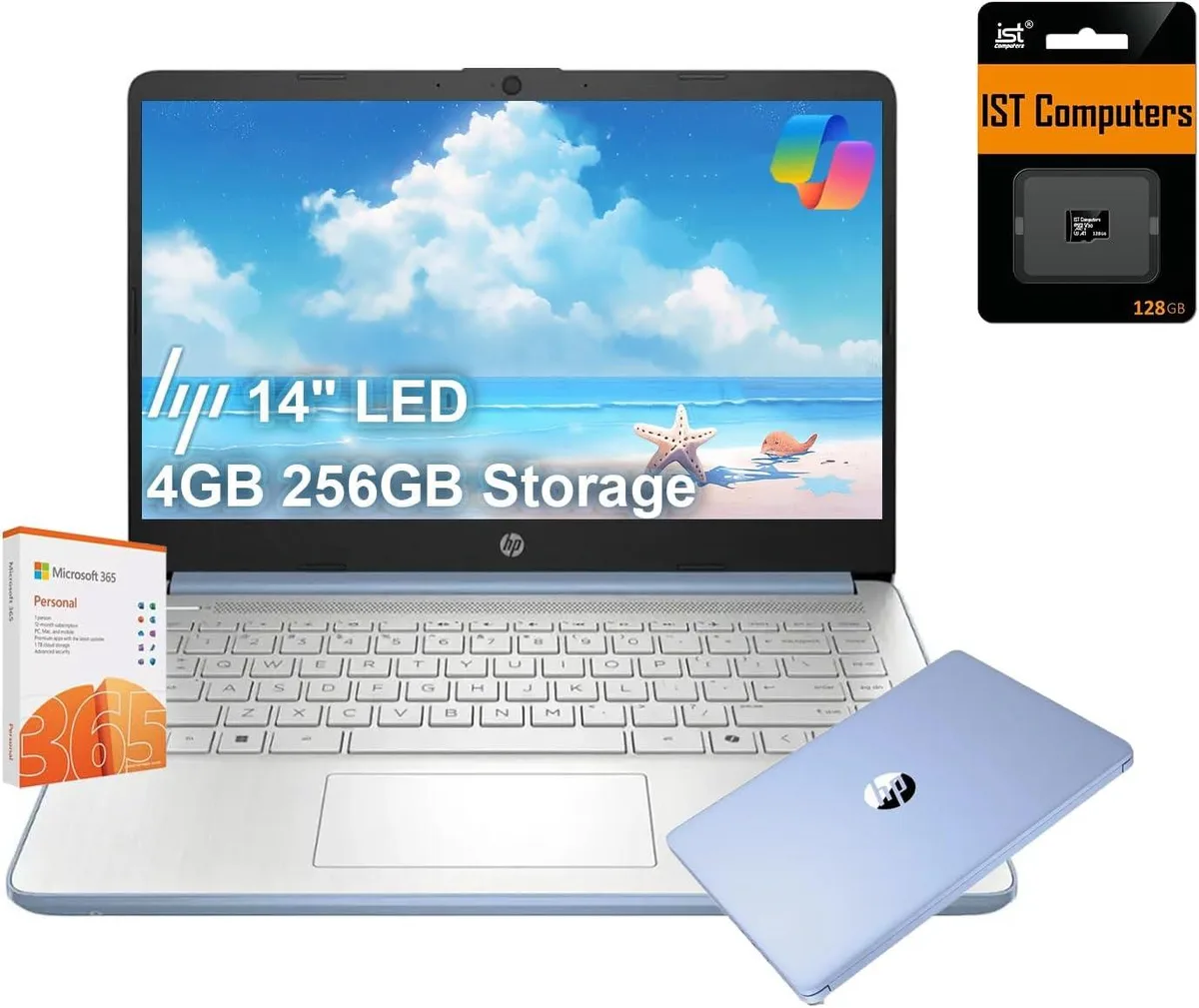 HP HP 14 business laptop N150 4GB 256GB 14" HD Blue — Produktfoto