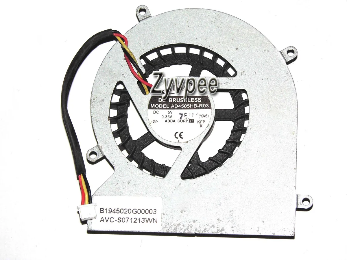 Small rectangular blower fan in two-tone finish with three-wire connector