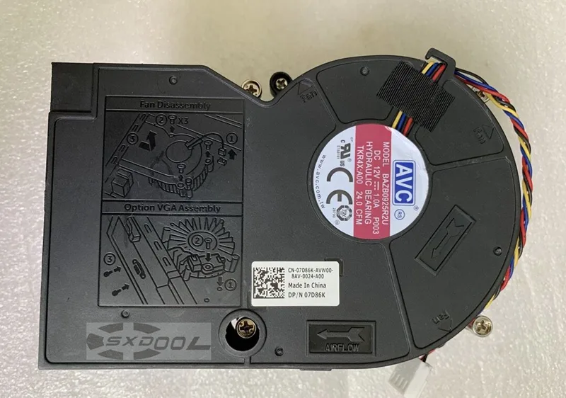 SXDOOL SXDOOL Dell Optiplex 3050 5050 7050 SFF Radiator Fan 7D86K AVC BAZB0925R2U DC12V 1.0A 24CFM 4-pin — product photo
