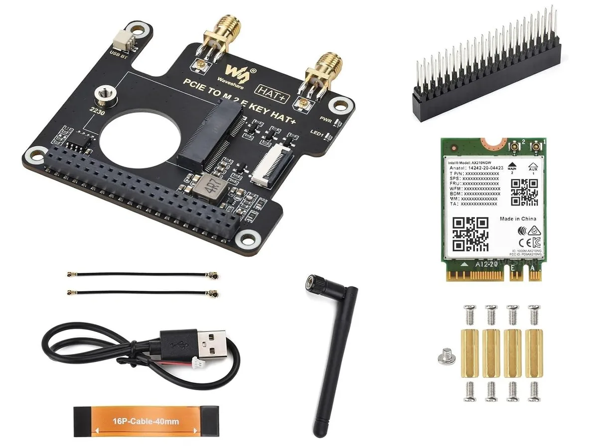 LORDWORLD LORDWORLD PCIe to M.2 E Key HAT for Raspberry Pi 5 with AX210 Card — 제품 사진