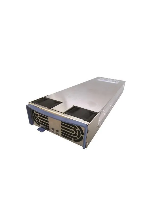 Silver rack-mount power supply unit with front handle and ventilation grille