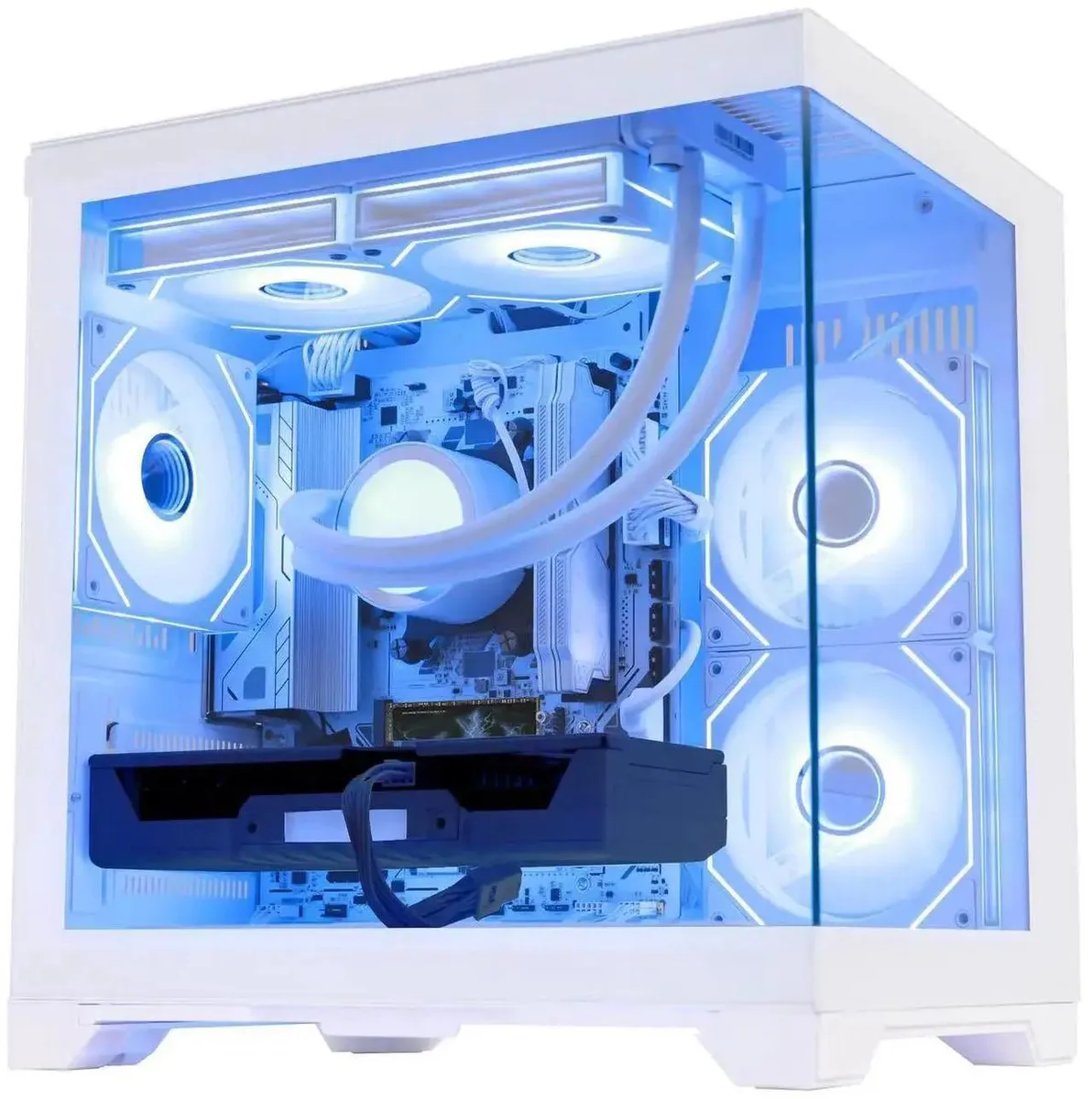 Hoengager Hoengager AMD Ryzen 7 8700F RTX 5070 12GB 16GB DDR5 3TB SSD Liquid Cooler White Gaming PC — product photo