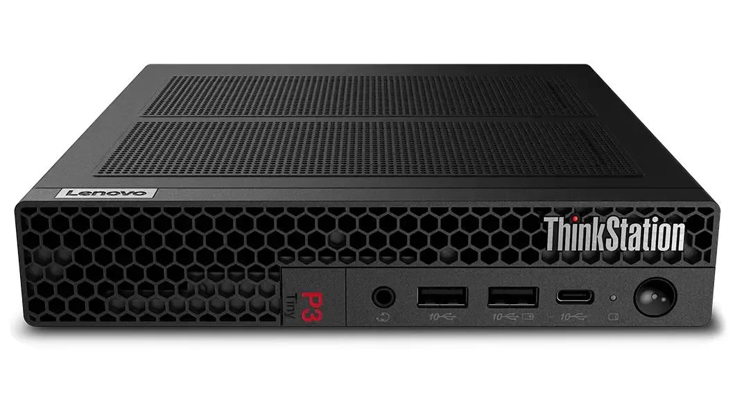 Tiny black Lenovo ThinkStation P3 workstation desktop