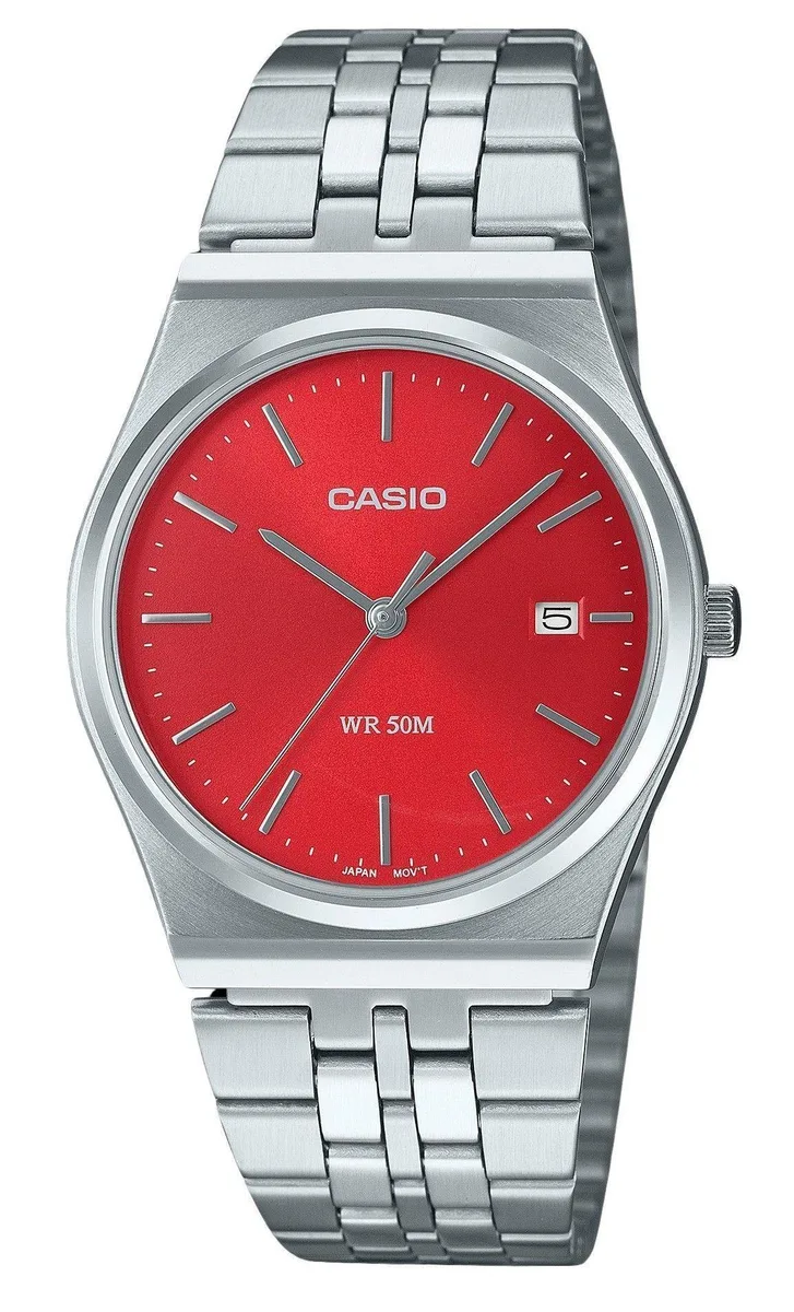 CASIO CASIO MTP-B145D-4A2V Red Dial Stainless Steel Quartz Watch — product photo