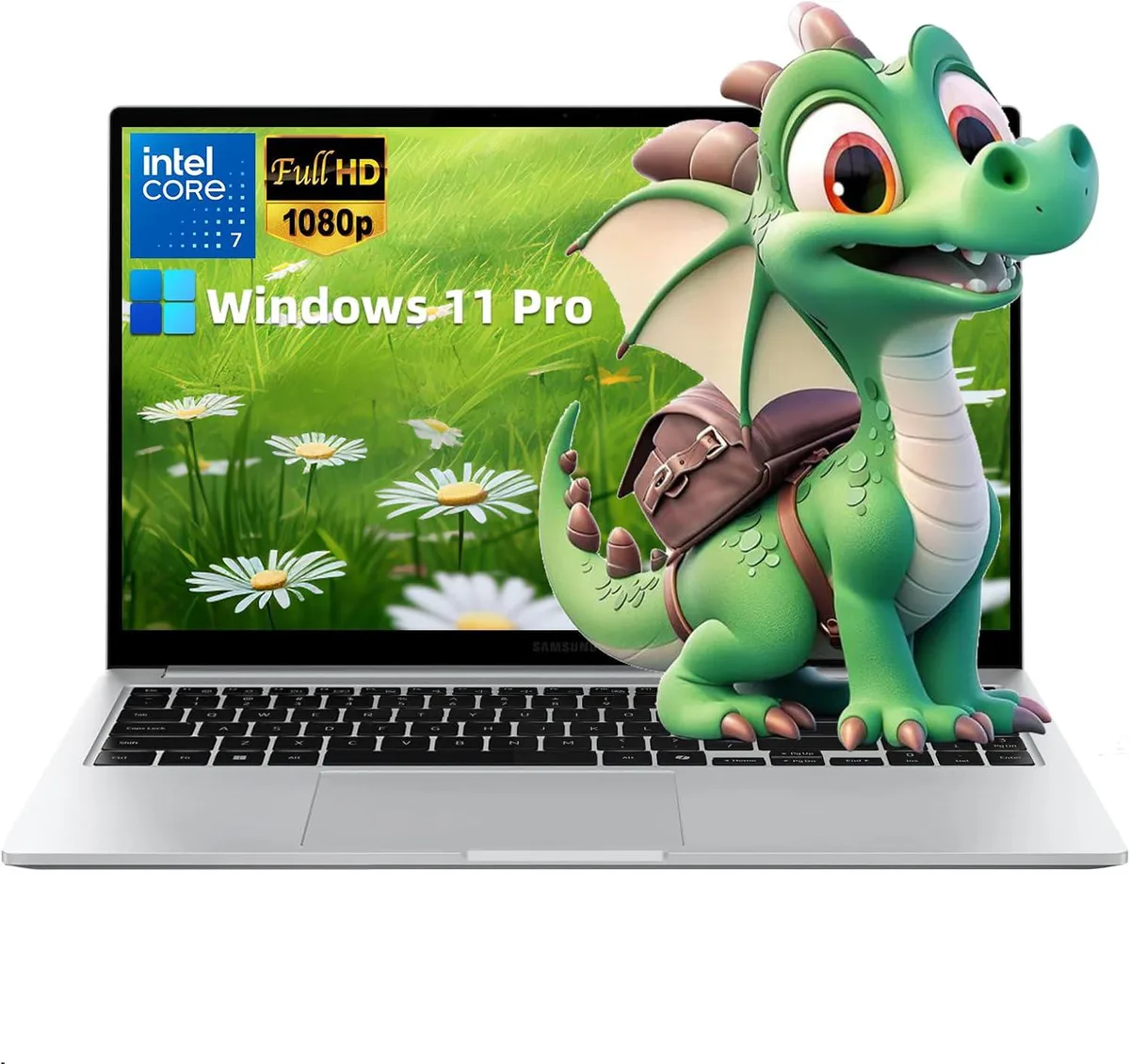 Silver 15.6-inch laptop, slim profile, backlit keyboard, fingerprint reader