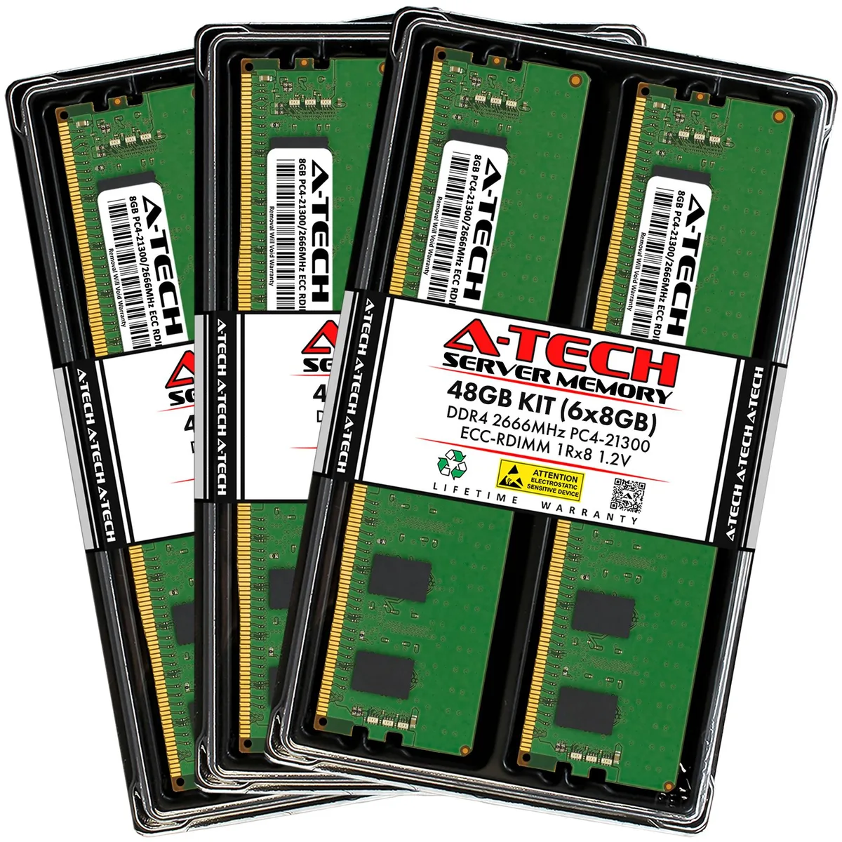 A-Tech A-Tech 48GB Kit (6x8GB) DDR4 2666 ECC RDIMM 288-Pin Memory Upgrade for Apple Mac Pro 2019 8-Core — produktbild