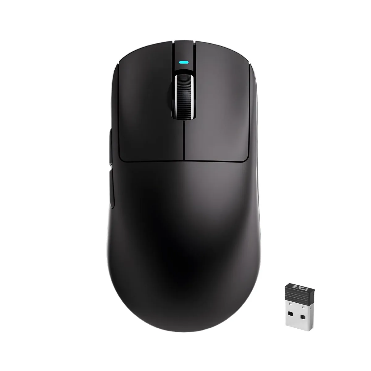 Black ambidextrous gaming mouse, 55g lightweight design, matte finish, USB-C port visible