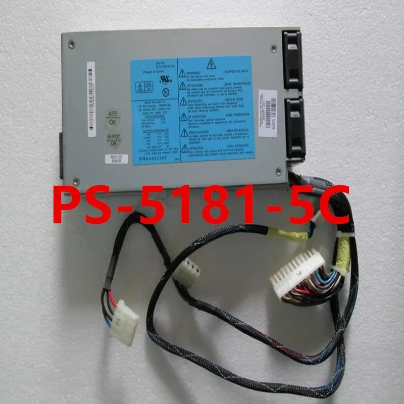 Silver ATX power supply unit with fan grille and cable bundle
