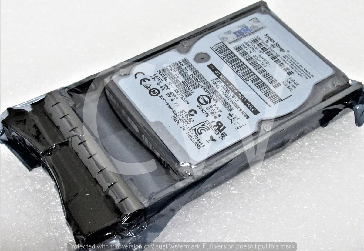 Silver 2.5 inch SAS hard drive in black IBM caddy tray