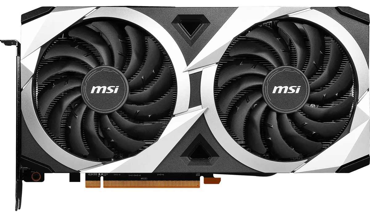 MSI Radeon RX 6750 XT graphics card with dual fans and black finish