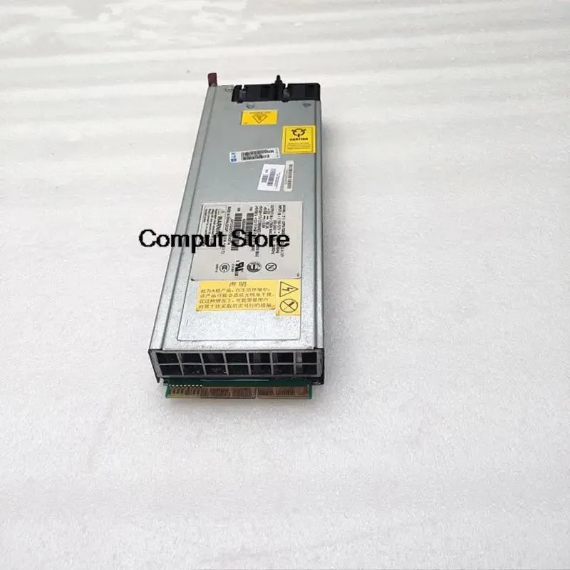 Rectangular ATX power supply unit, matte black metal casing, rear fan grille and power socket visible