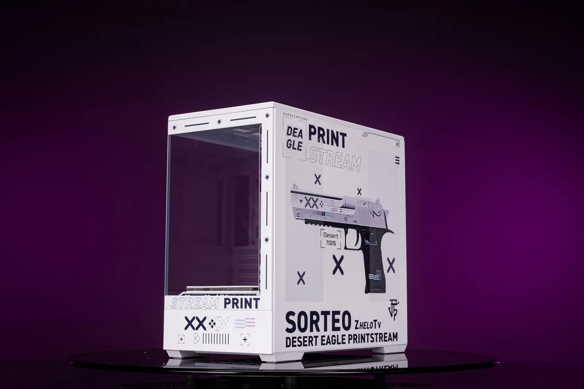 Micro-ATX case with UV-printed CSGO graphics and two light panels