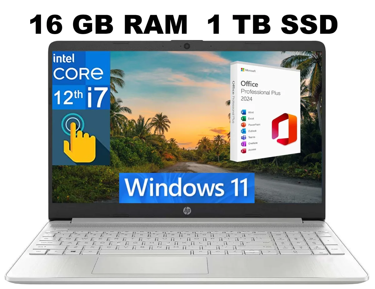 HP HP 15 laptop i7-1255U 16GB 1TB SSD 15.6" FHD touchscreen Silver — photo du produit