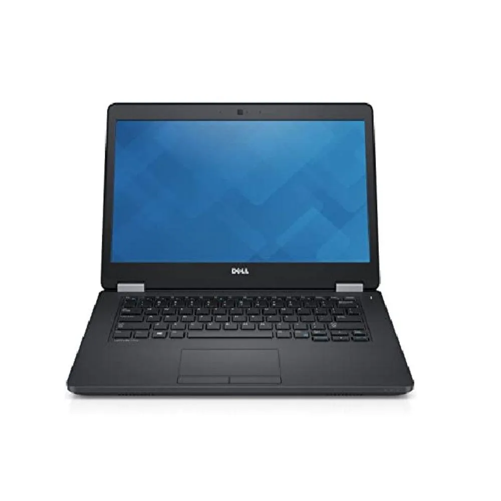 Silver Dell Latitude E5470 laptop closed on desk showing 14 inch non-touch screen and webcam