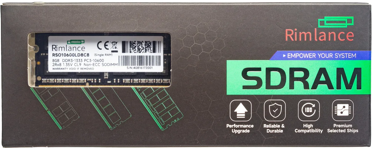 RIMLANCE RIMLANCE 8GB DDR3 1333MHz 1.35V SODIMM laptop RAM — foto produk