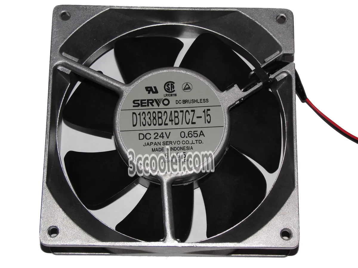 130mm square metal-frame fan in two-tone finish, 38mm thick