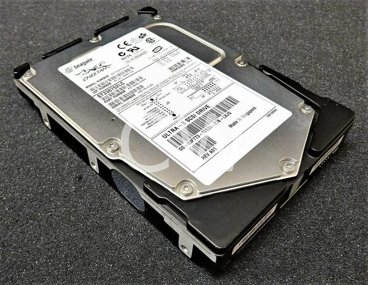 Silver 3.5 inch SCSI hard drive with 80 pin connector