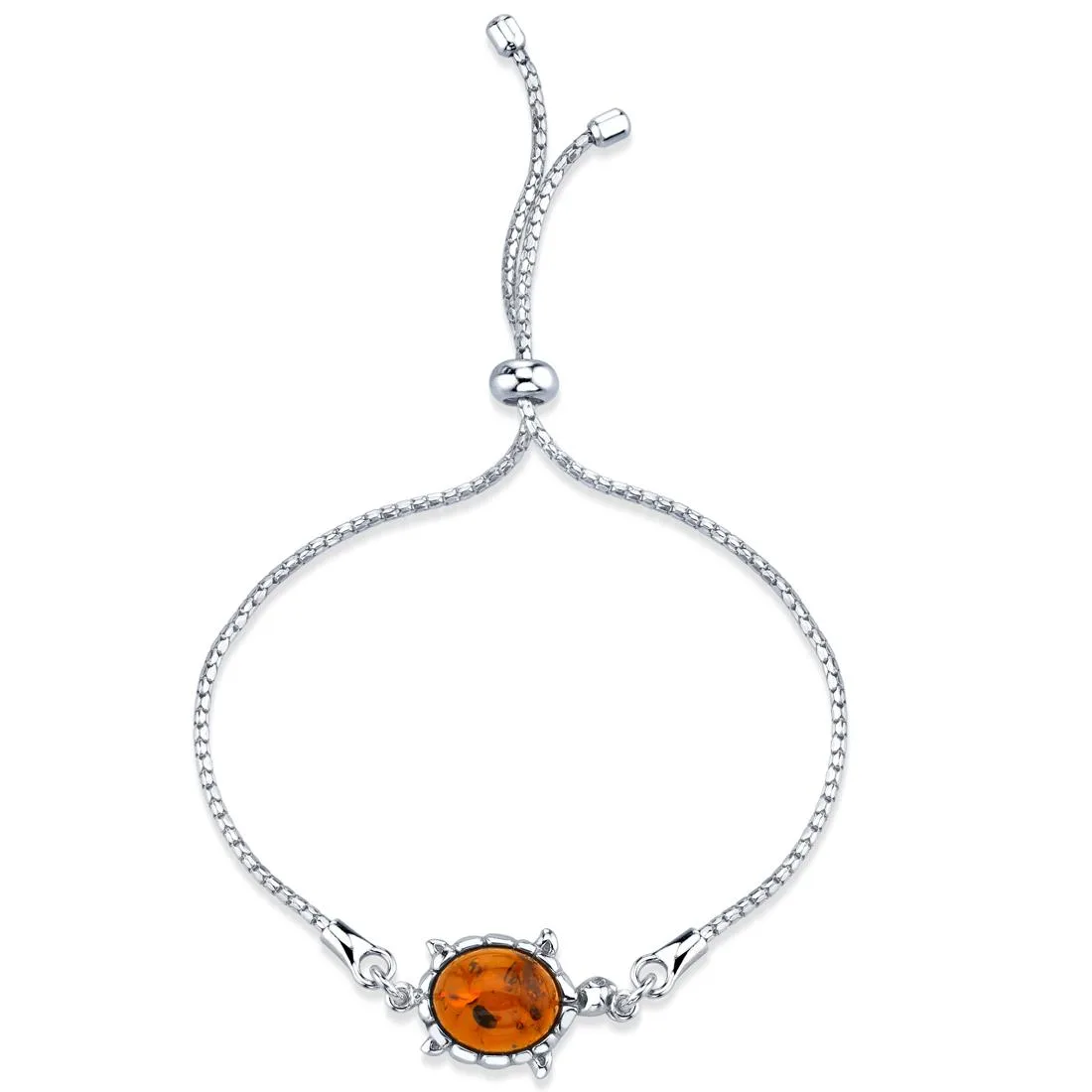 Oravo Oravo Baltic Amber Turtle Sterling Silver Bolo Adjustable Bracelet — product photo