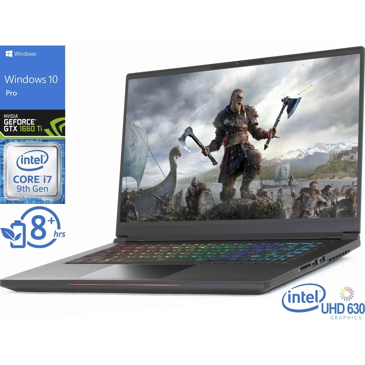 Black 15.6 inch gaming notebook with thin bezels and matte finish