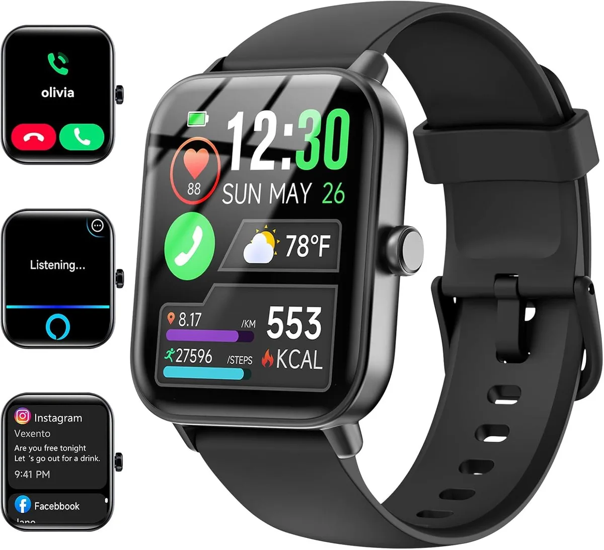 Hitoor Hitoor IDW19 Smartwatch 1.8" Bluetooth 5.3 Black — foto del prodotto