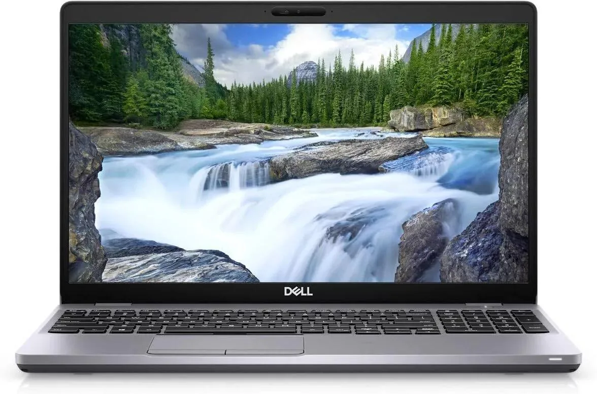 Silver Dell Latitude 5510 laptop with 15.6 inch screen, minor scuffing on bottom lid
