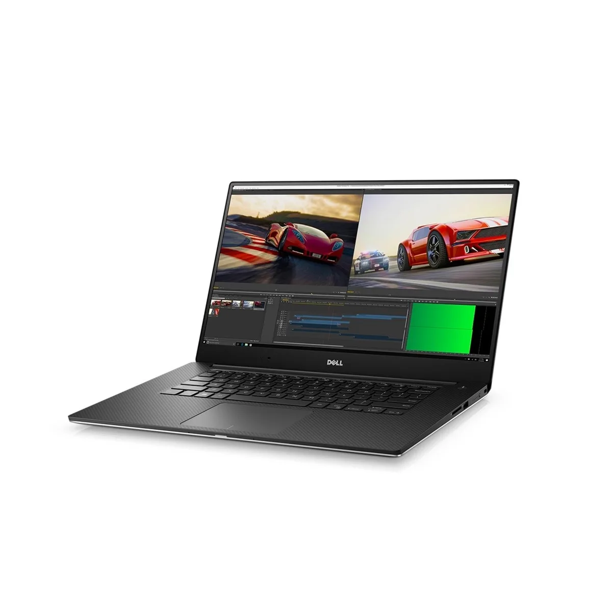 Silver Dell Precision 5520 laptop with 15.6 inch 4K touchscreen display