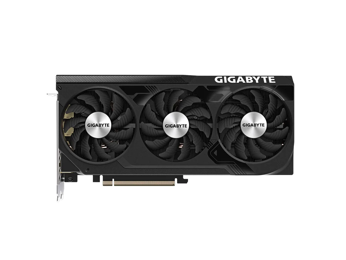 GIGABYTE RTX 4070 Ti SUPER WINDFORCE graphics card with three fans and metal backplate
